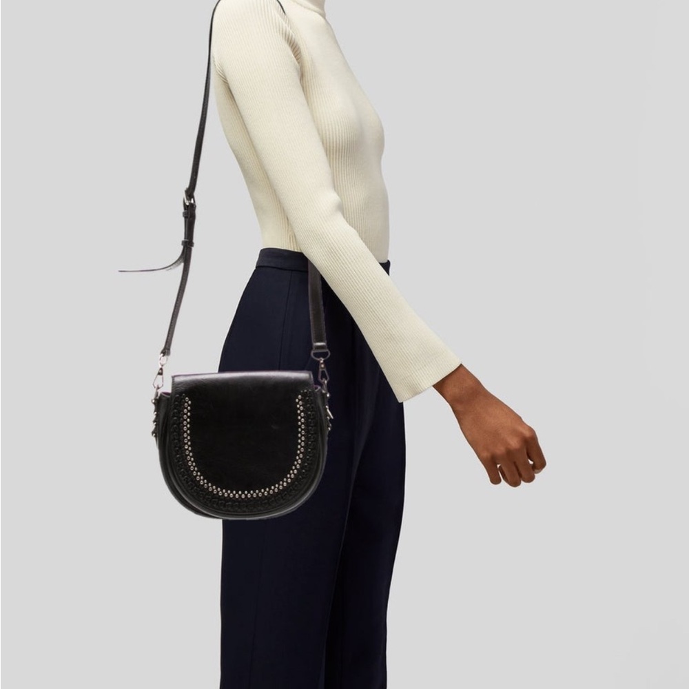 Rebecca Minkoff Astor Saddle Bag with Studs Black Leather Shoulder Bag